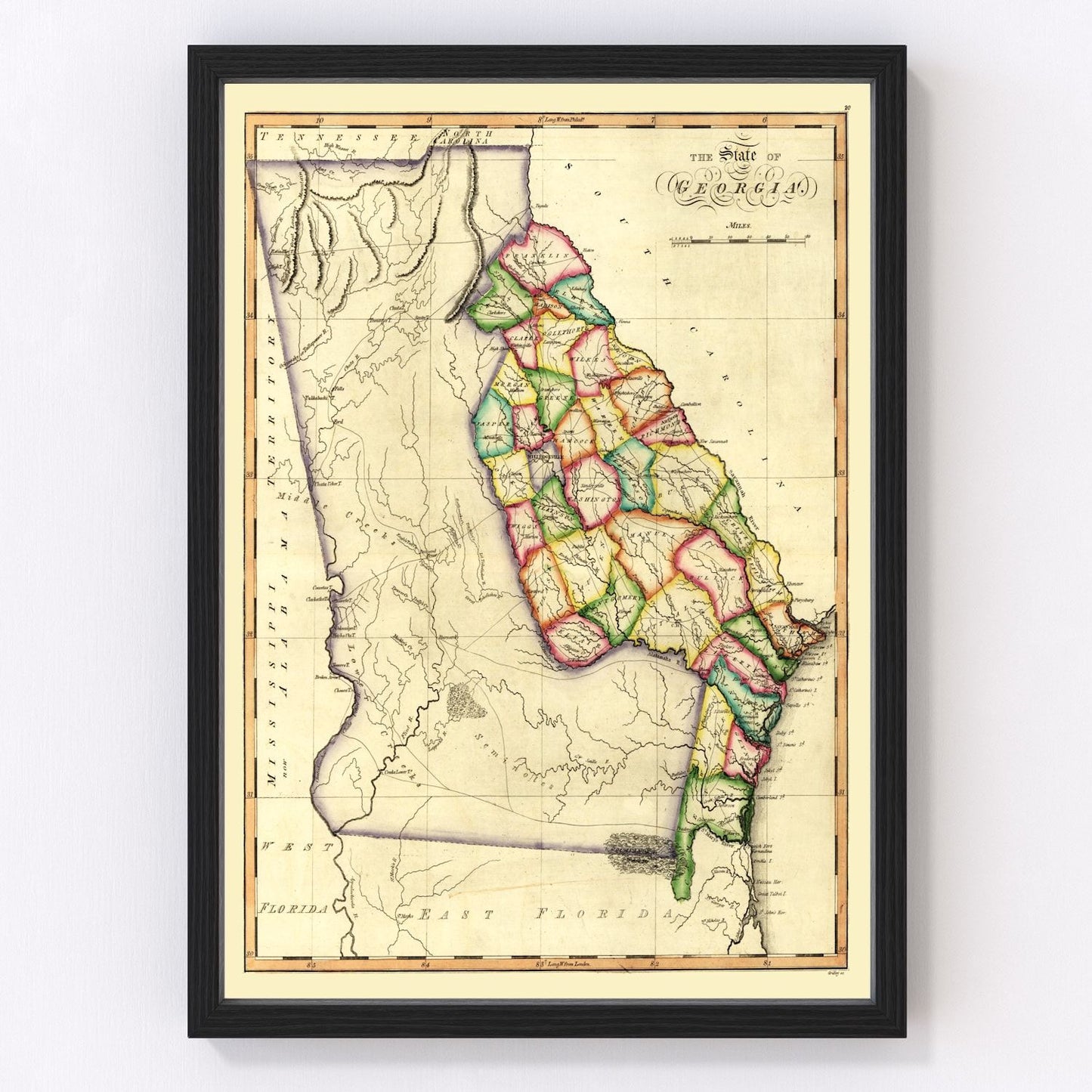 Vintage map of Georgia, 1810