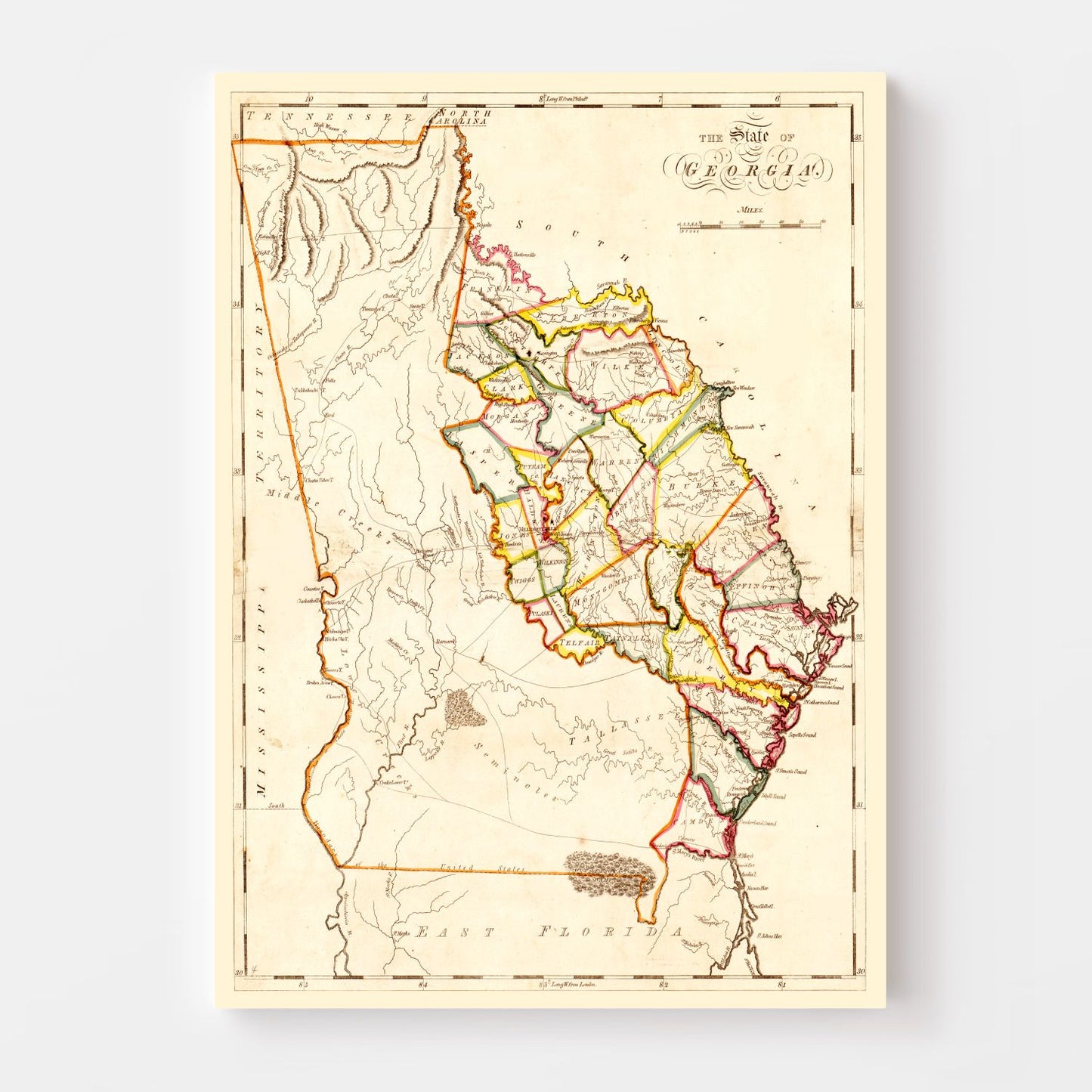 Vintage Map of Georgia, 1818