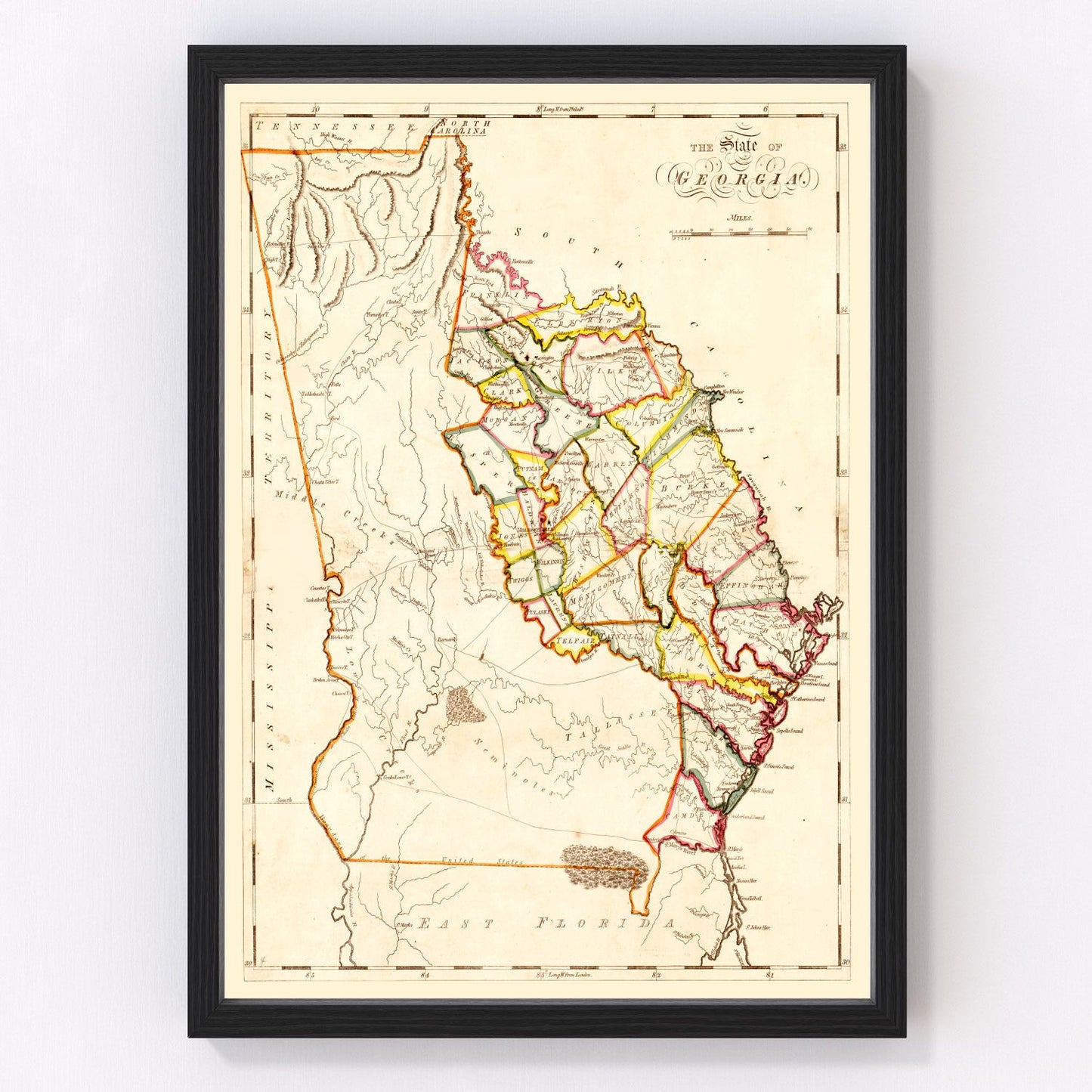Vintage map of Georgia, 1818