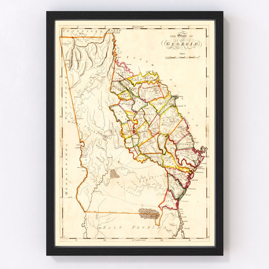 Vintage map of Georgia, 1818