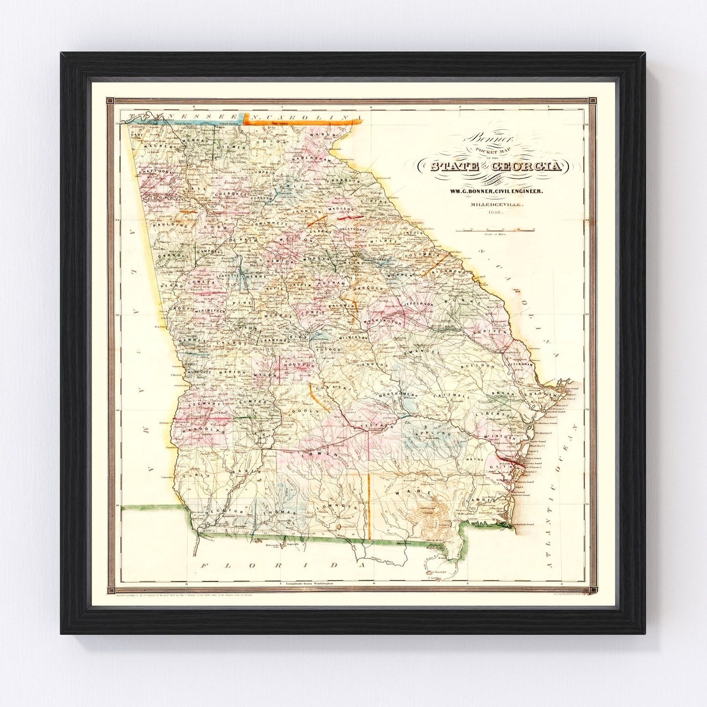 Vintage map of Georgia, 1848