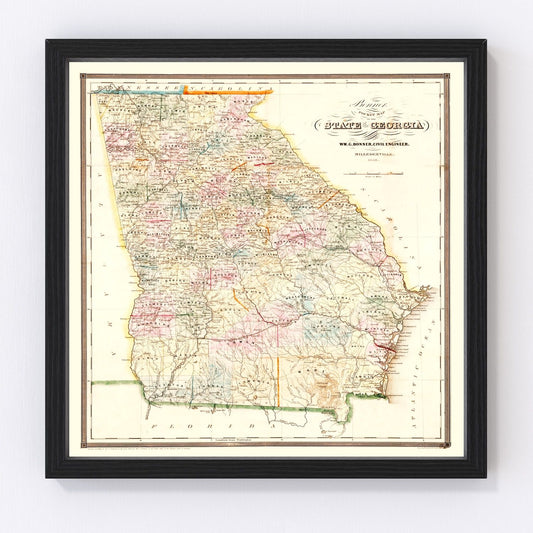 Vintage map of Georgia, 1848