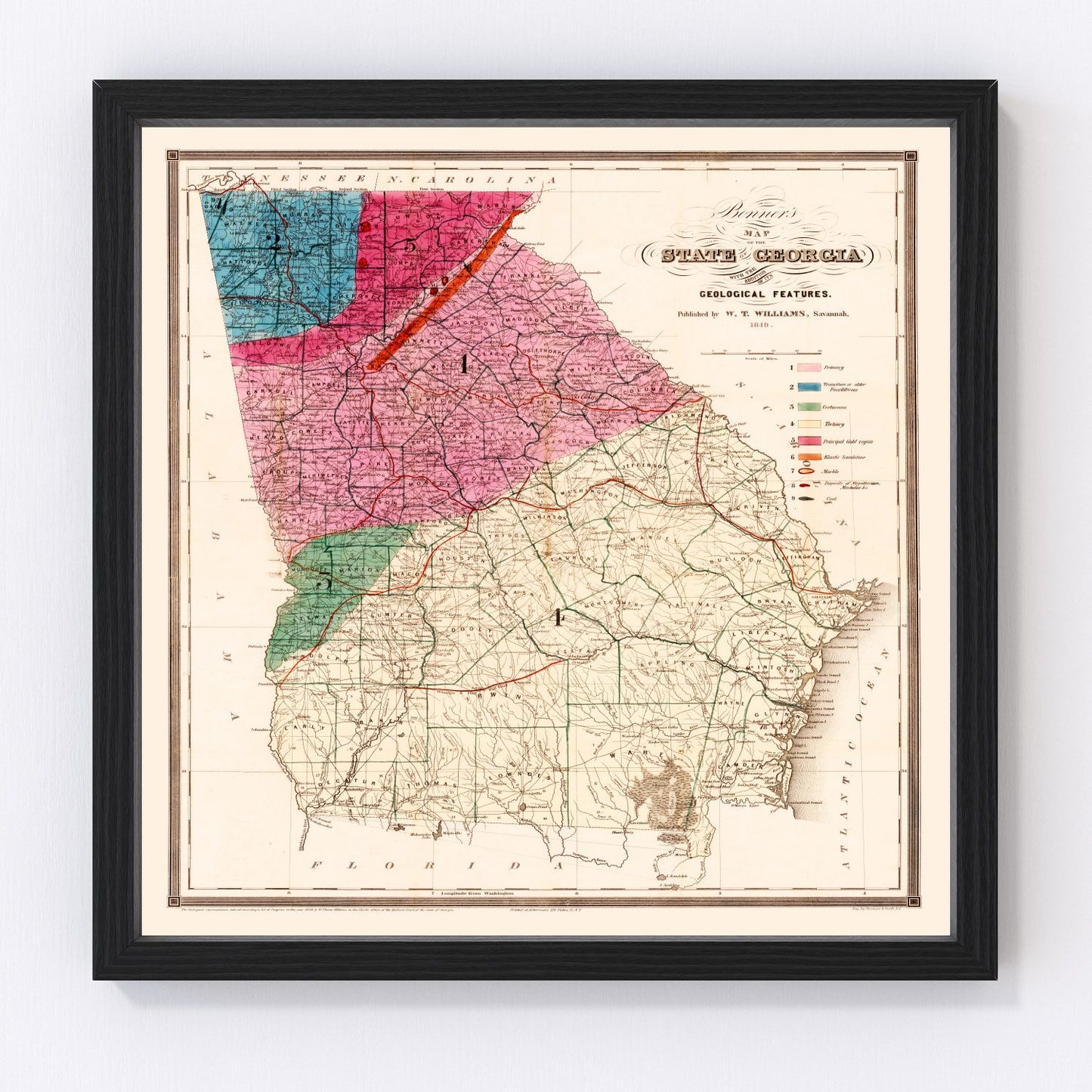 Vintage map of Georgia, 1849