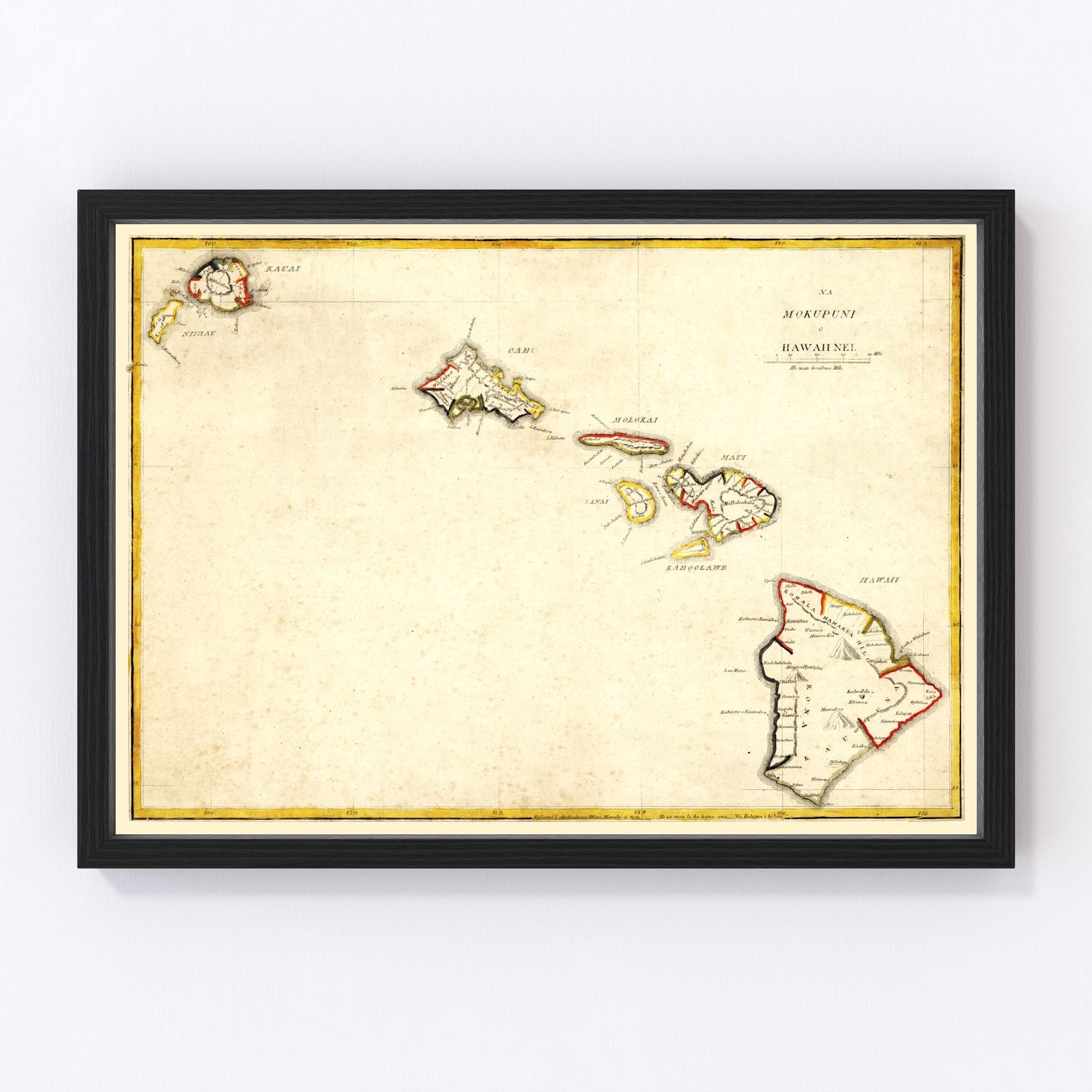 Vintage map of Hawaii, 1893