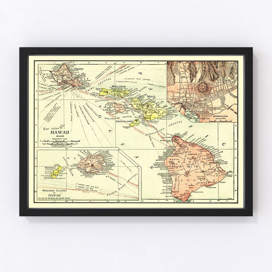 Vintage map of Hawaii, 1912