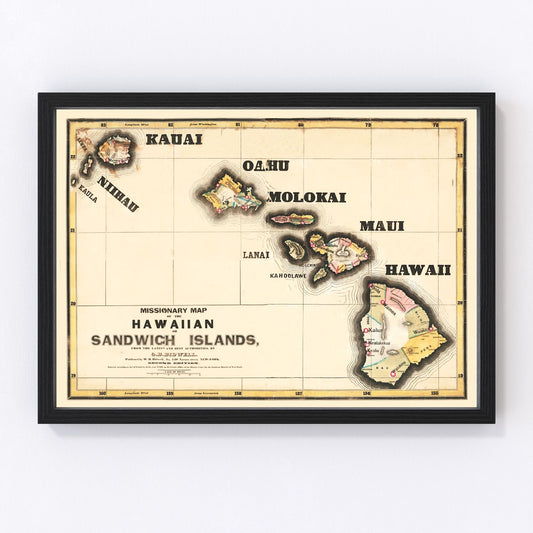 Vintage map of Hawaii, 1846