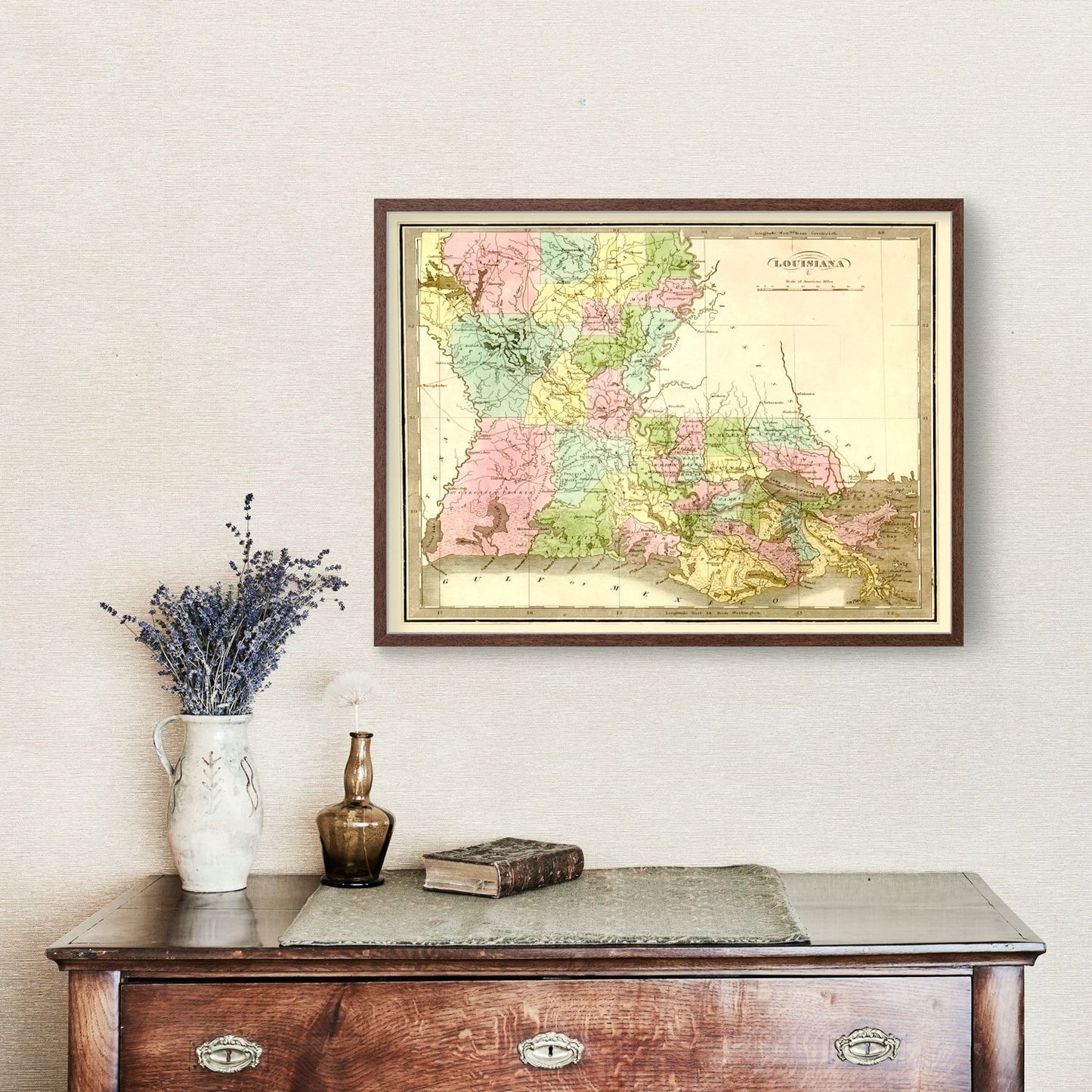 Vintage Map of Louisiana, 1848