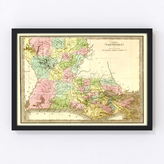 Vintage map of Louisiana, 1848