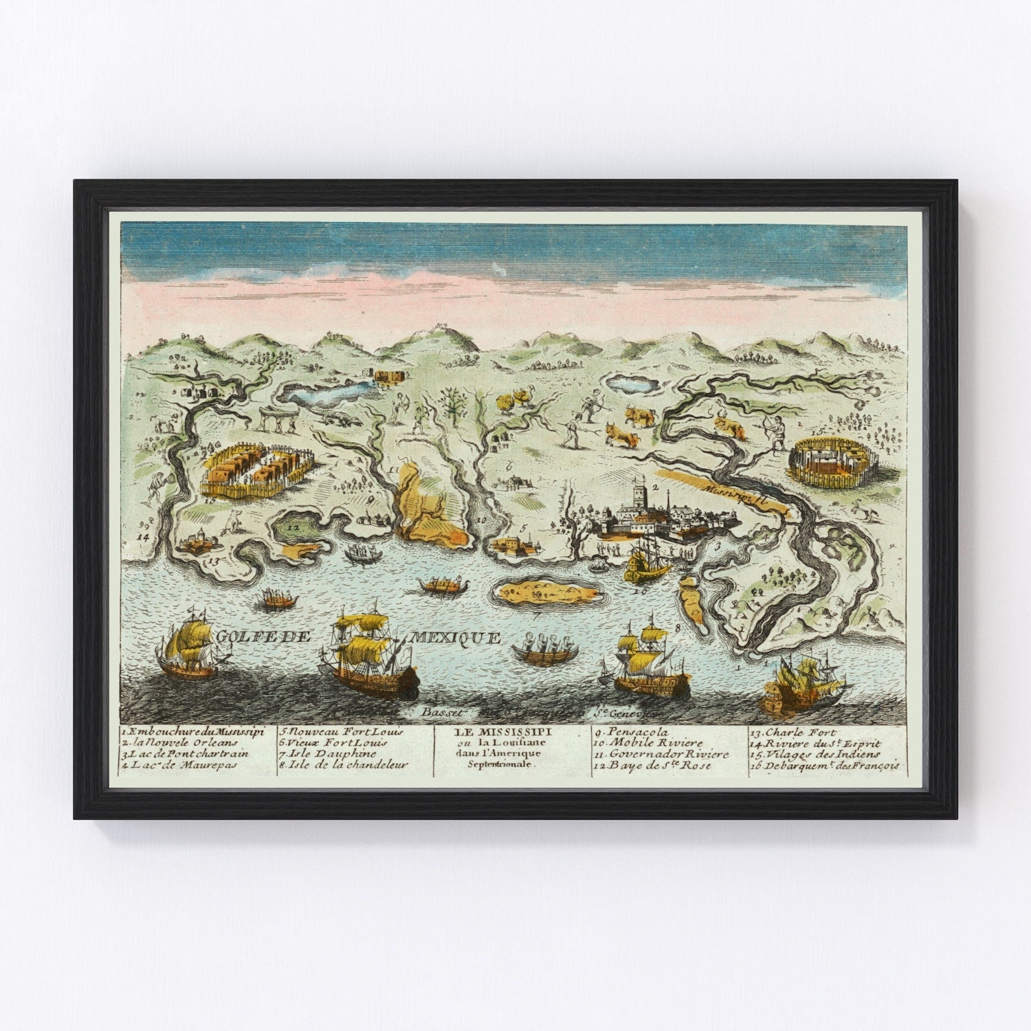 vintage map of Louisiana, 1770
