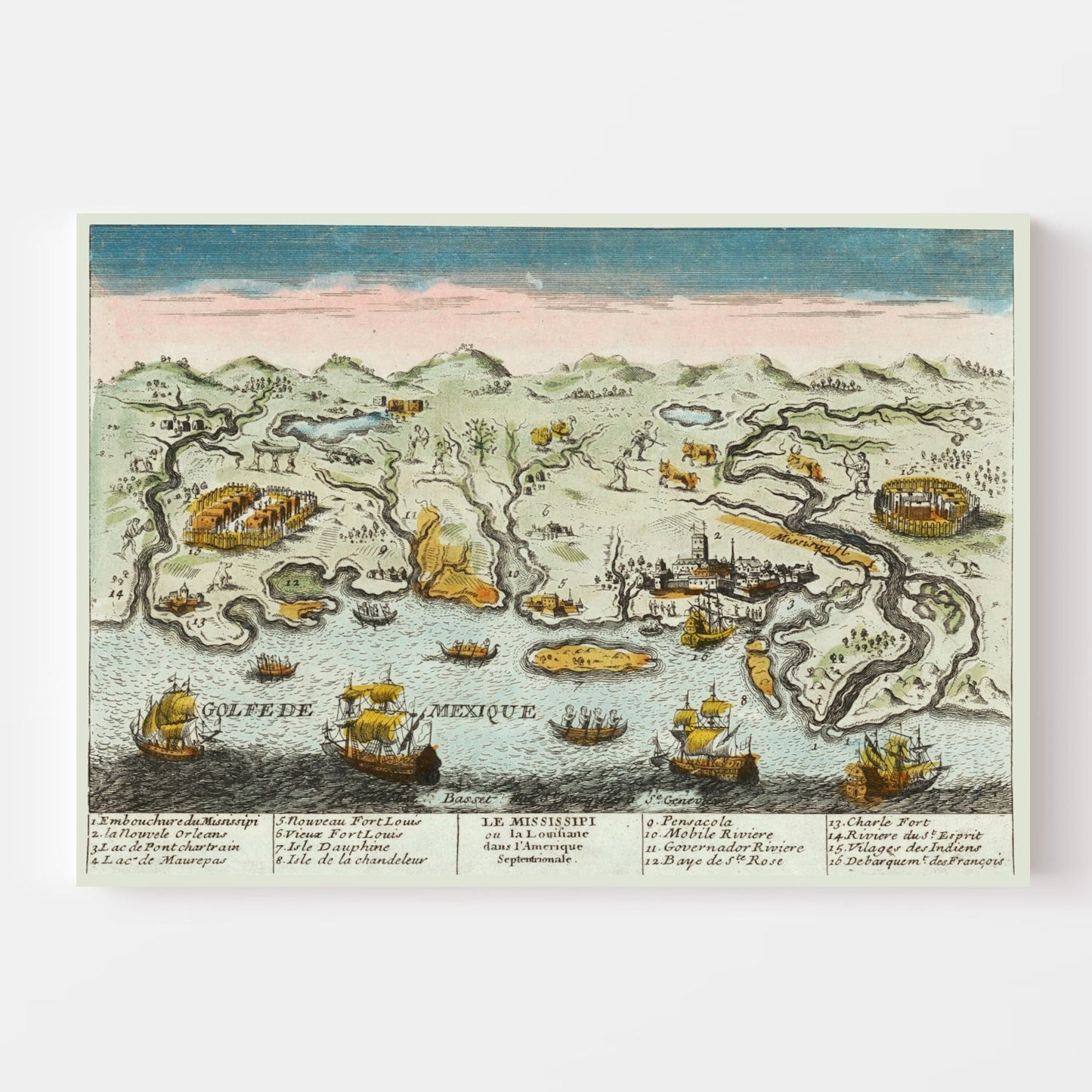Vintage Map of Louisiana, 1770