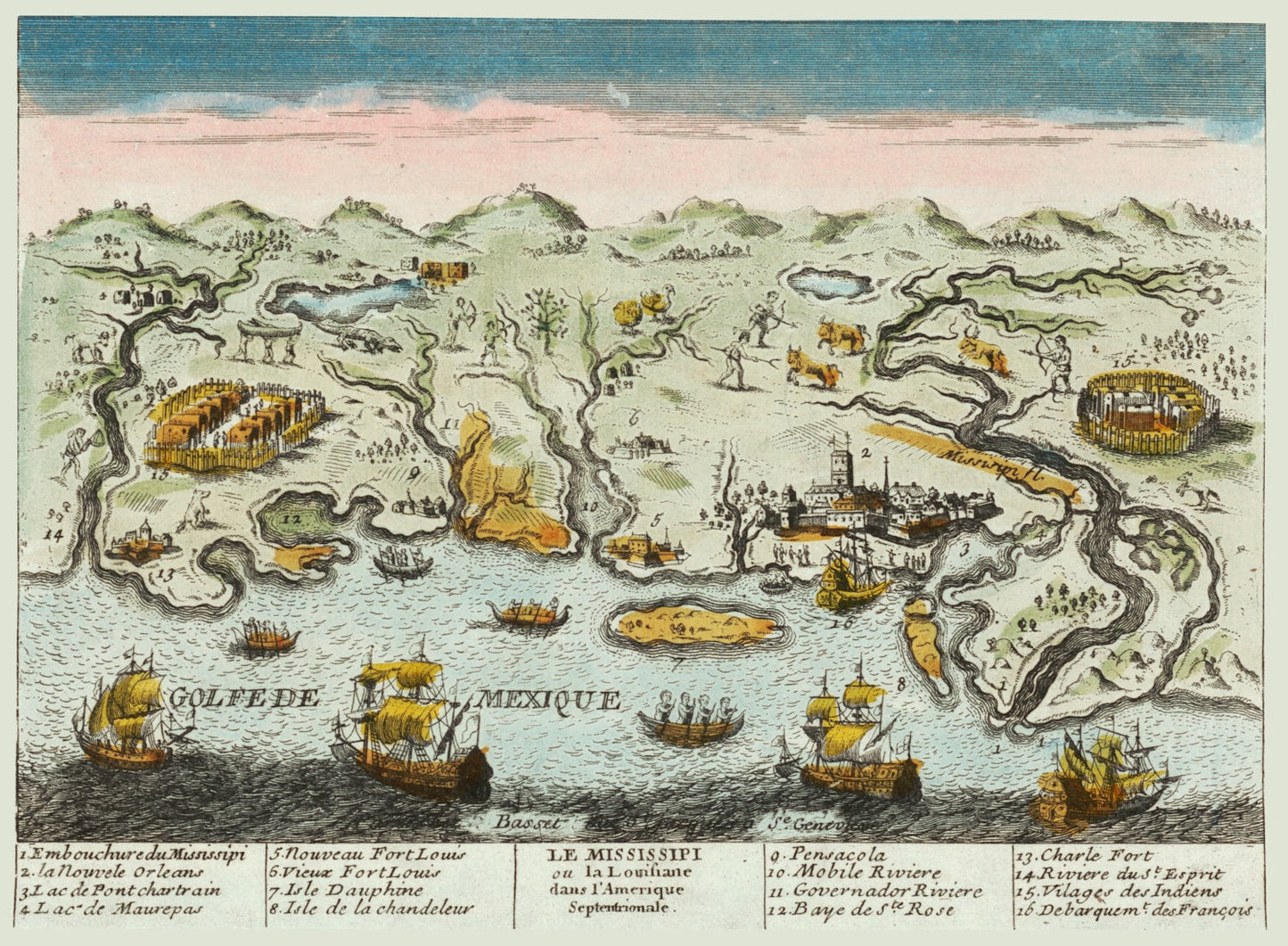 Vintage Map of Louisiana, 1770