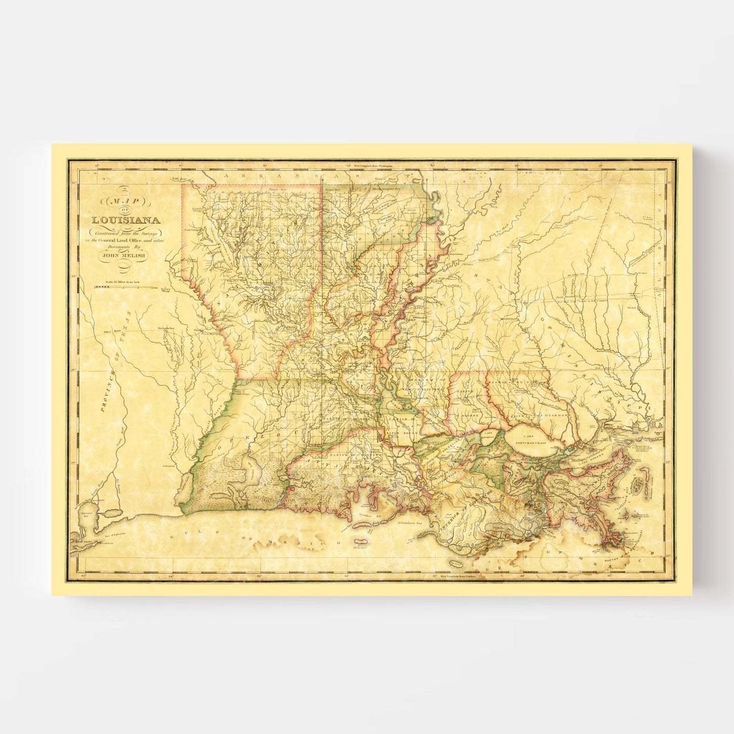 Vintage Map of Louisiana, 1820