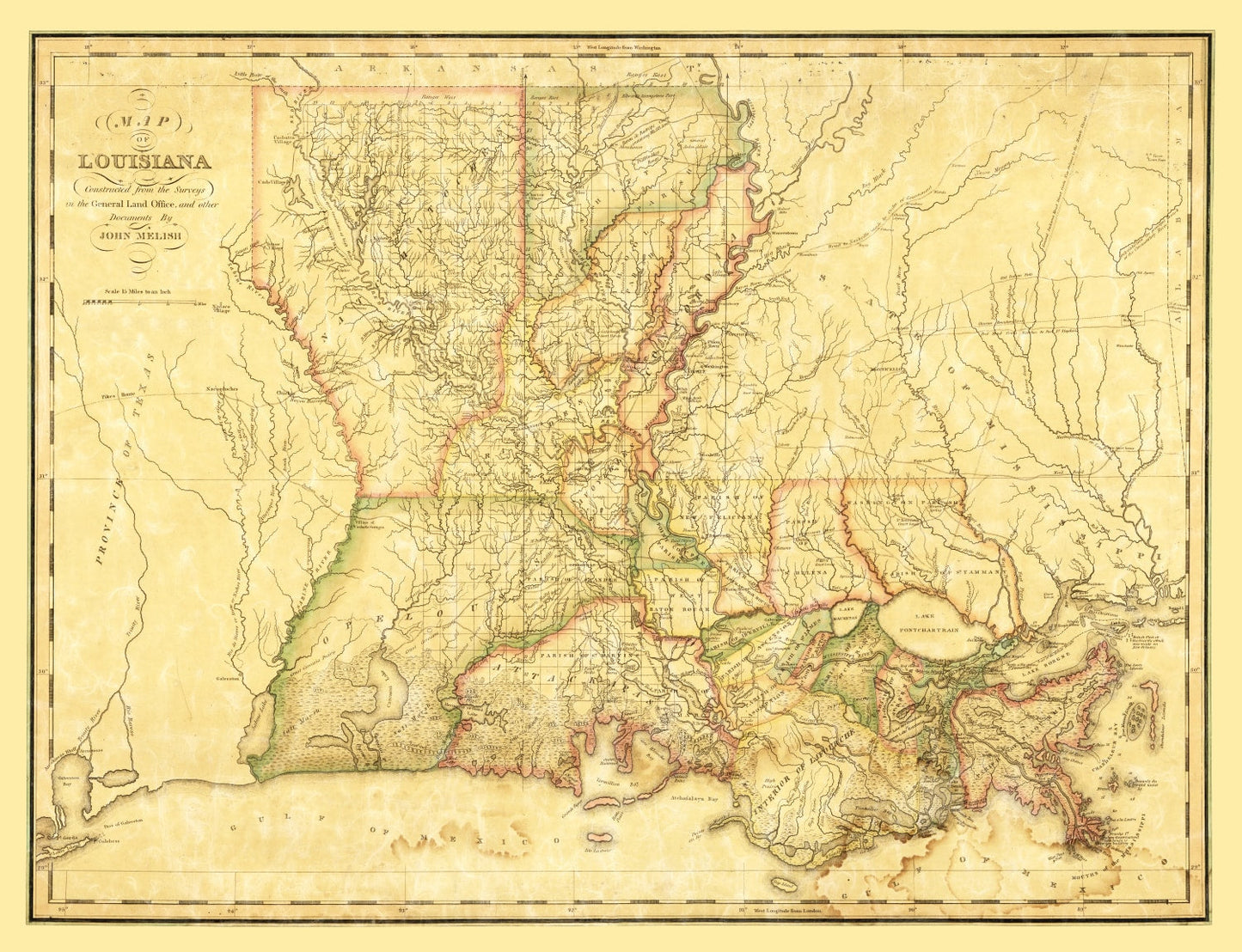 Vintage Map of Louisiana, 1820