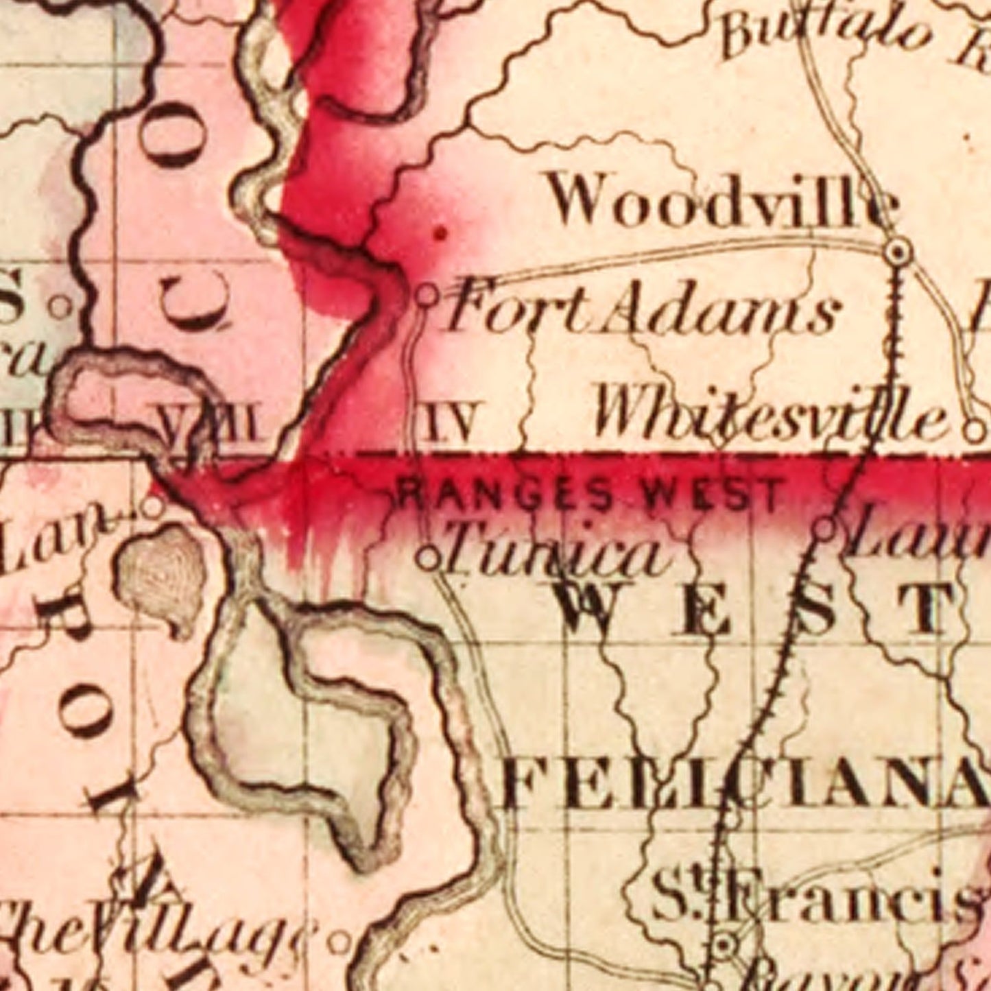 Vintage Map of Louisiana, 1855