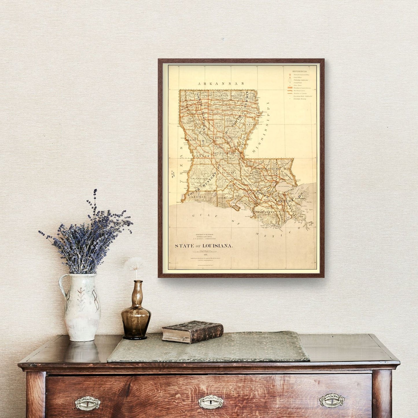 Vintage Map of Louisiana, 1876 IV