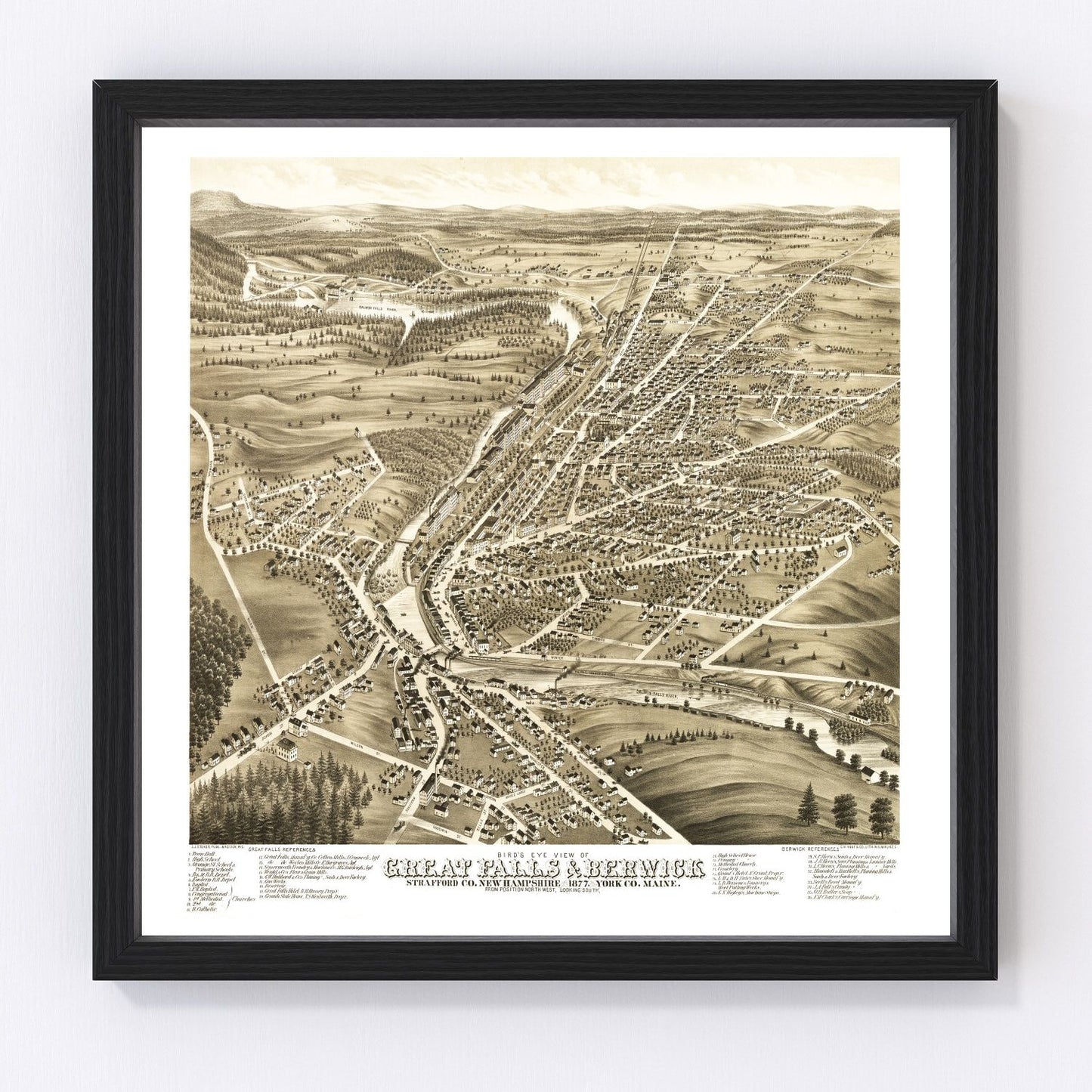 Vintage map of Great Falls, New Hampshire, 1877