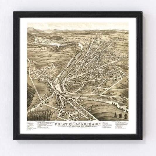 Vintage map of Great Falls, New Hampshire, 1877