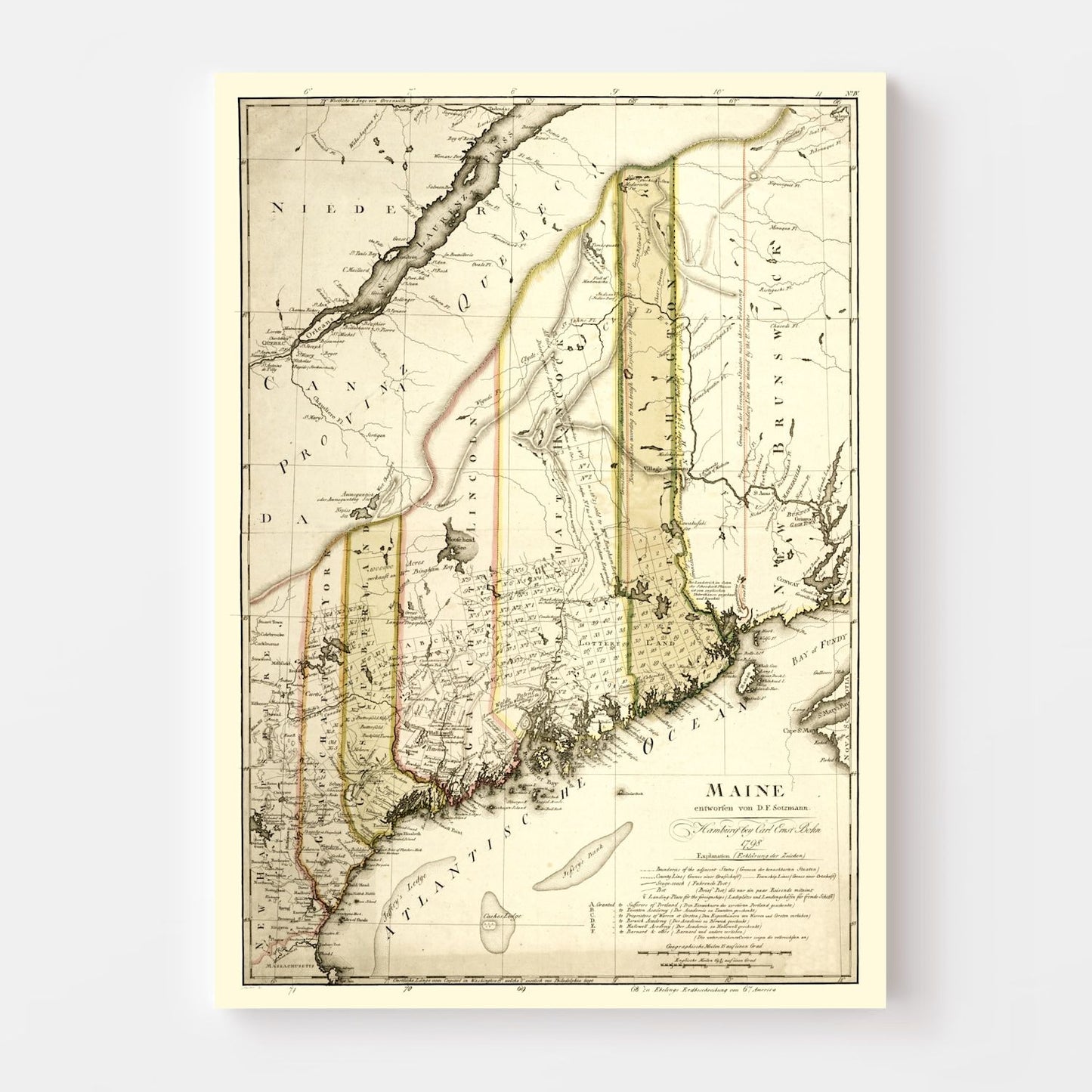 Vintage Map of Maine, 1798