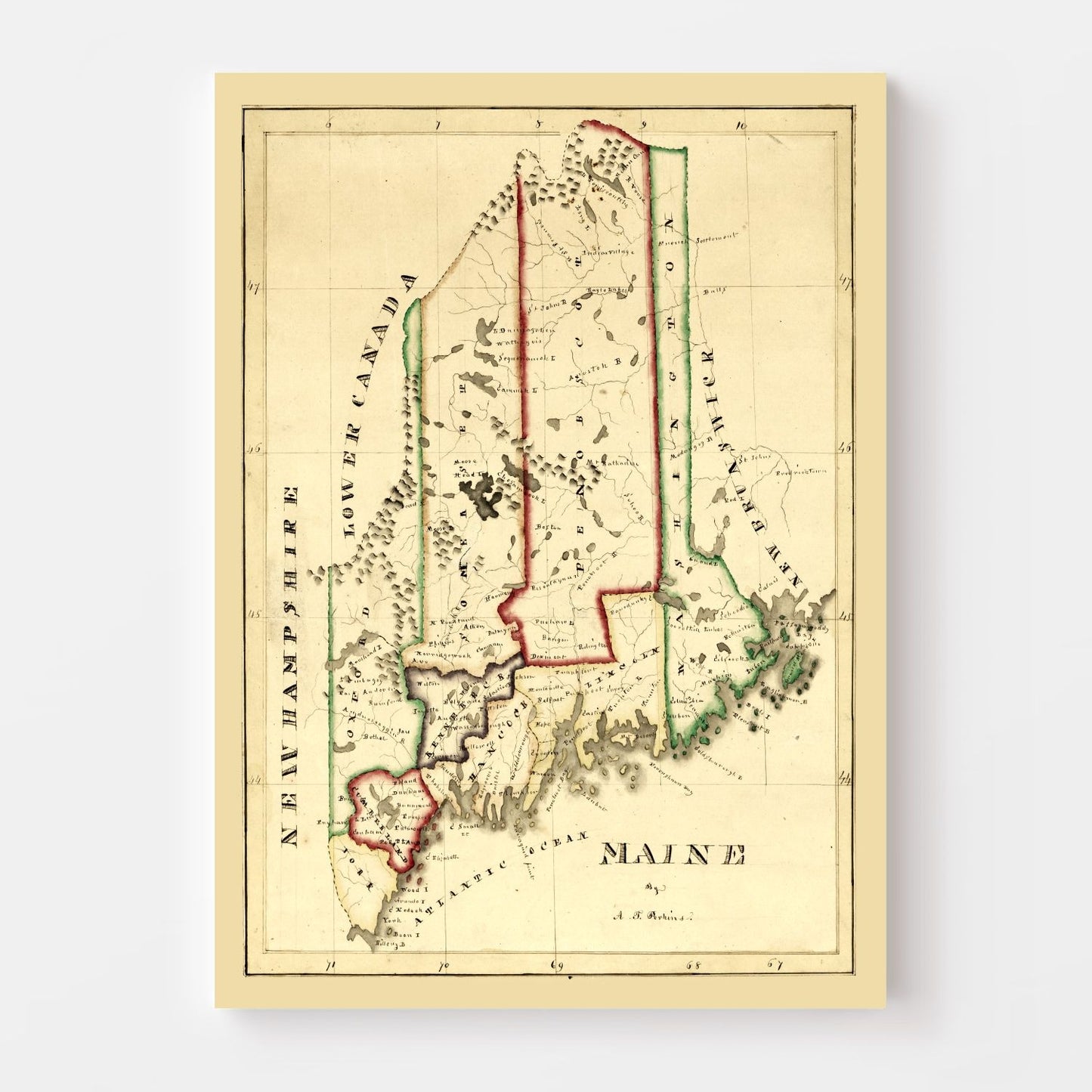 Vintage Map of Maine, 1820