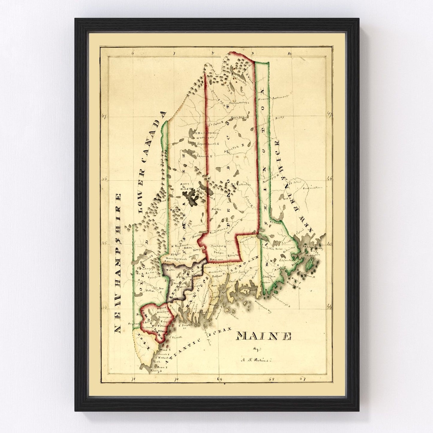 Vintage map of Maine, 1820