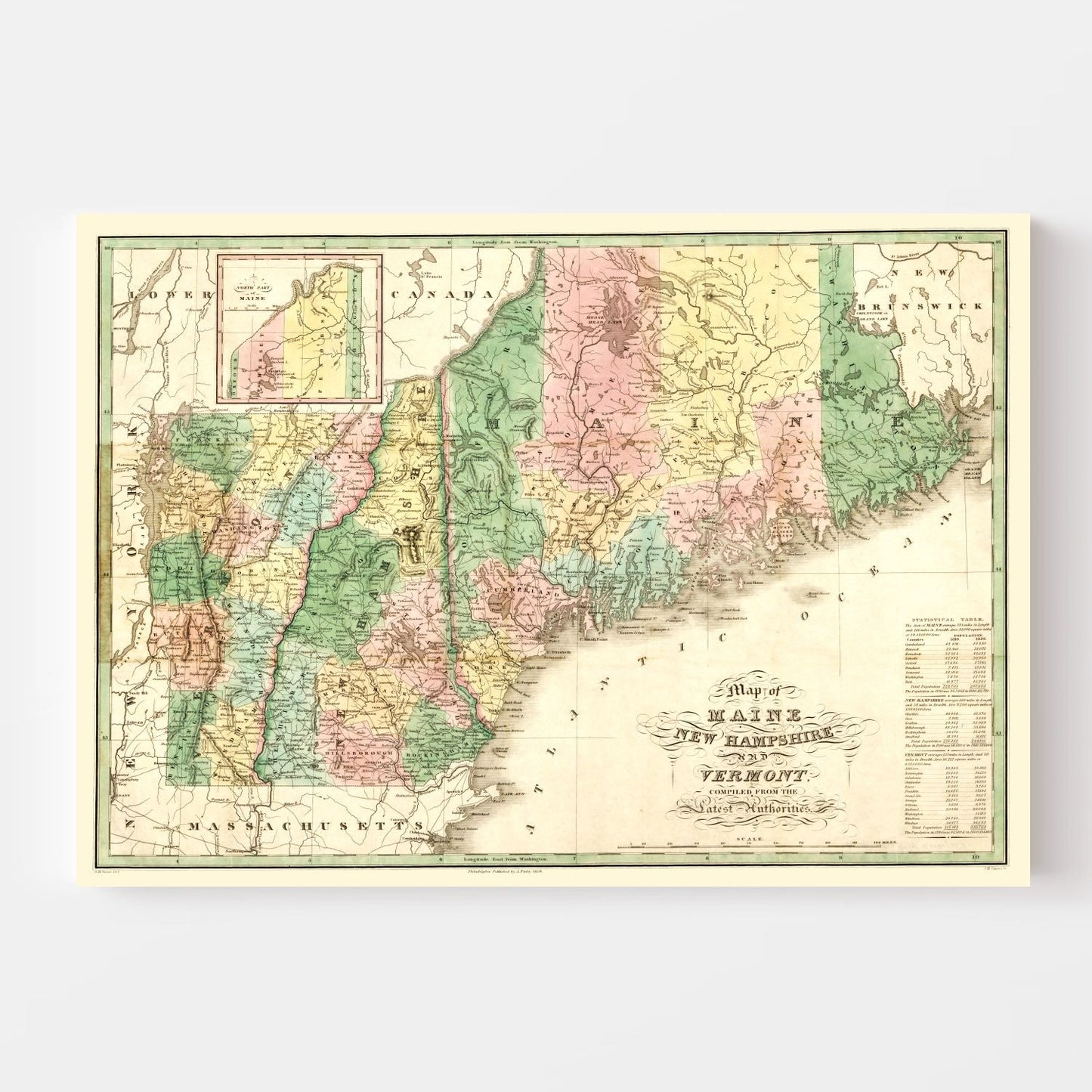 Vintage Map of Maine, 1826