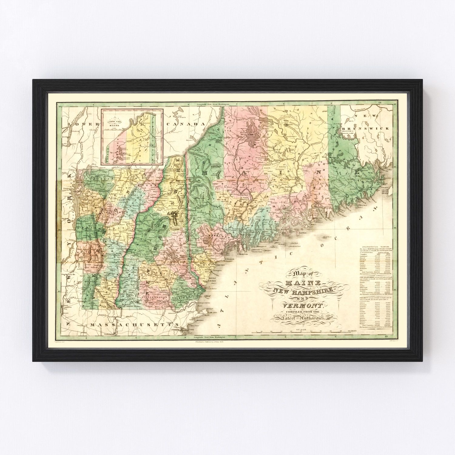 Vintage map of Maine, 1826