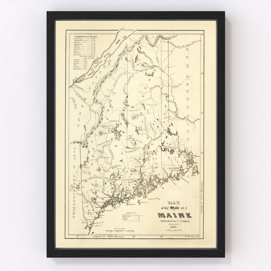 Vintage map of Maine, 1831
