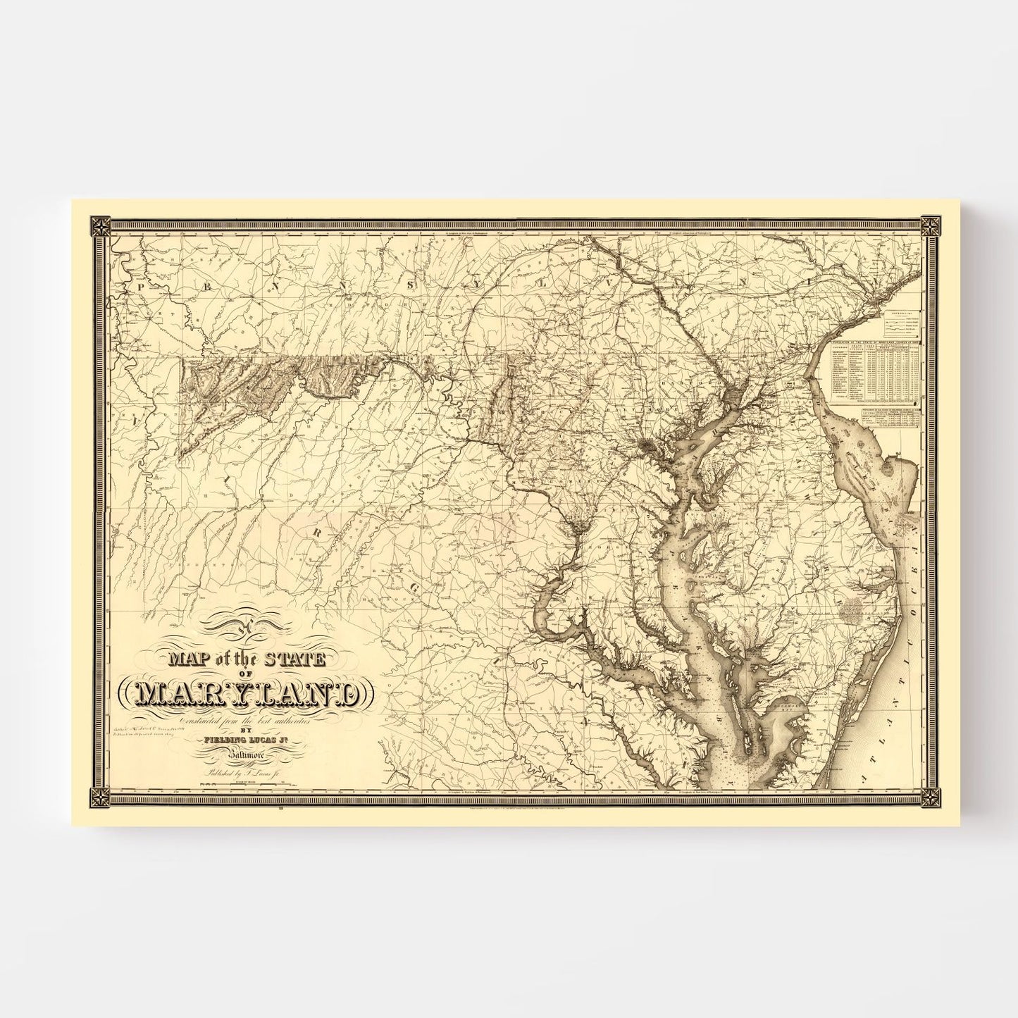 Vintage Map of Maryland, 1841