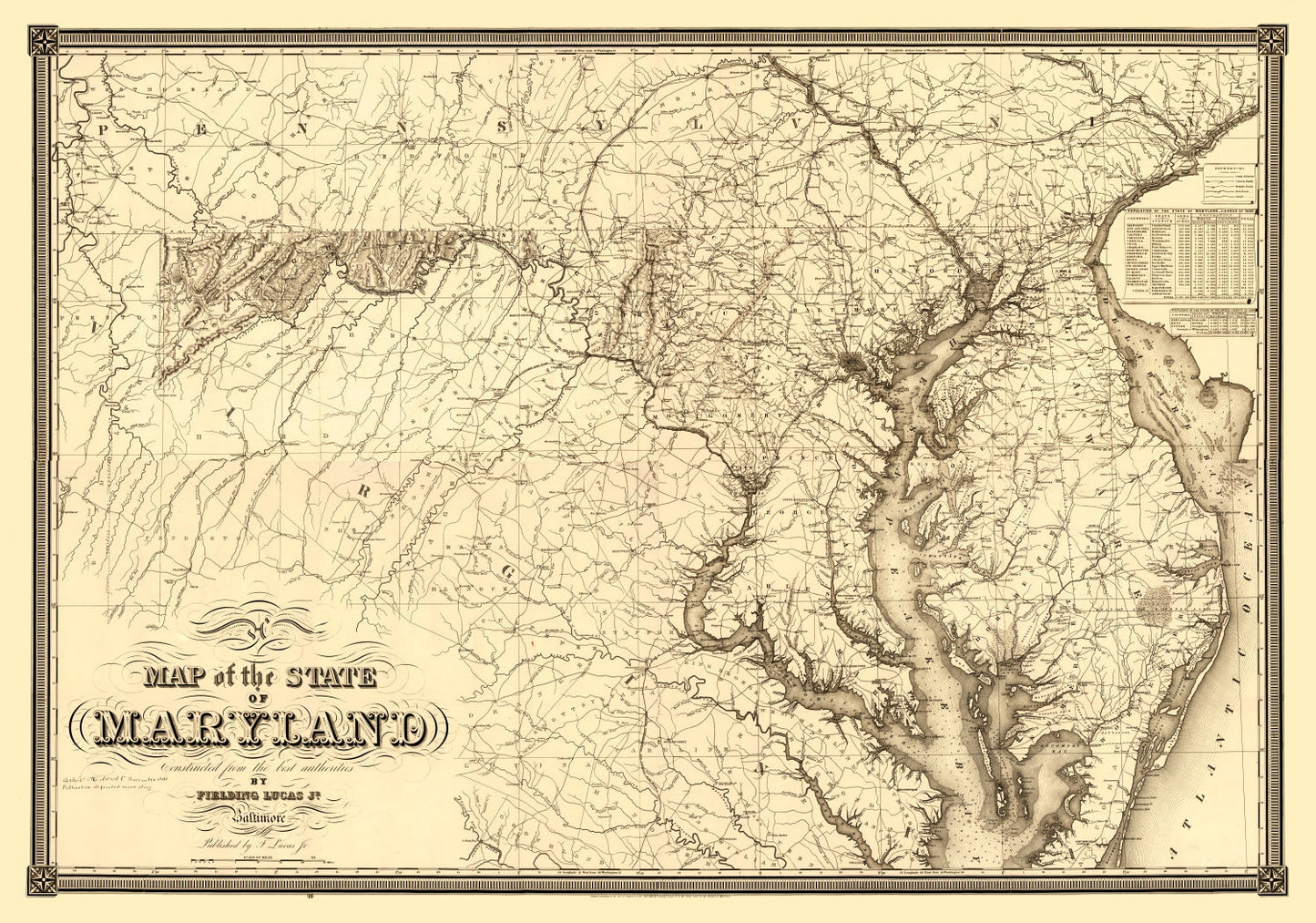 Vintage Map of Maryland, 1841