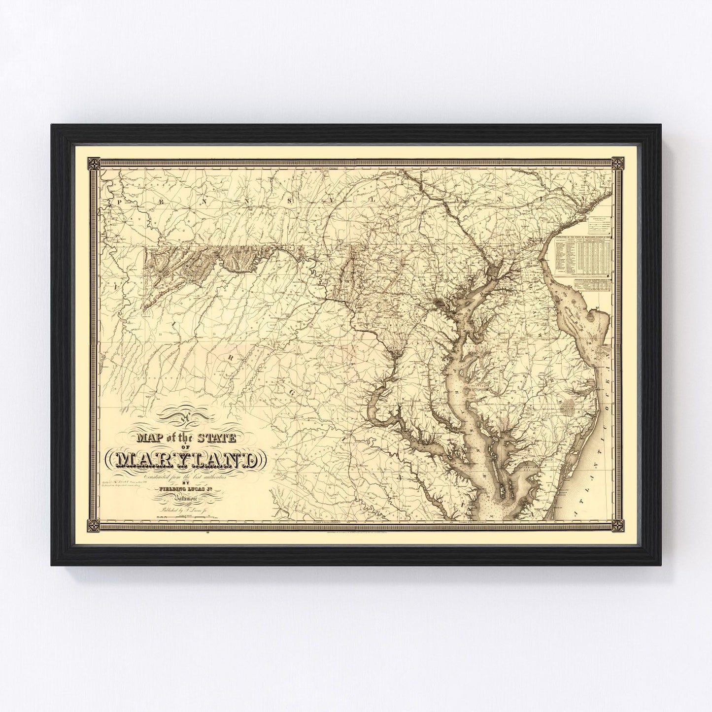 Vintage map of Maryland, 1841