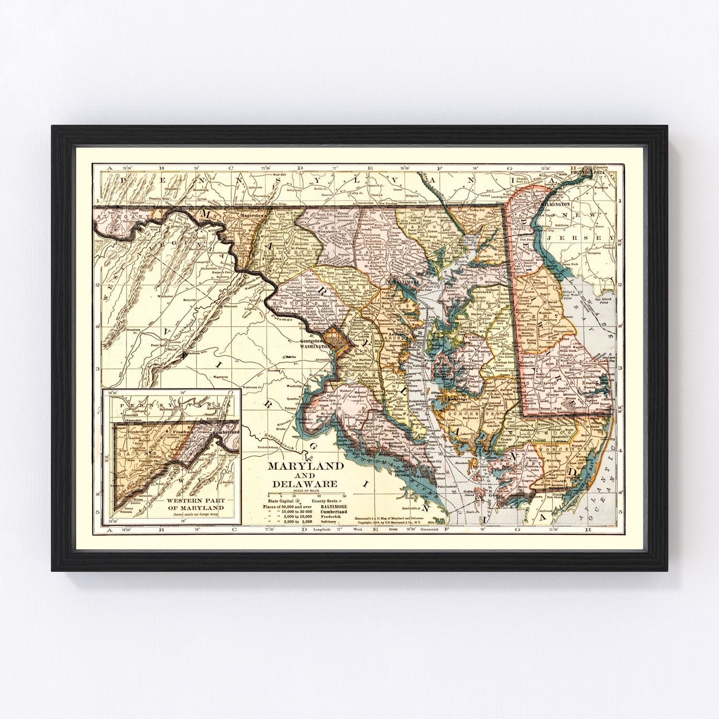 vintage map of Delaware, 1904