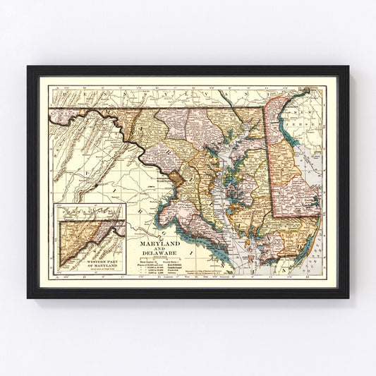 vintage map of Delaware, 1904