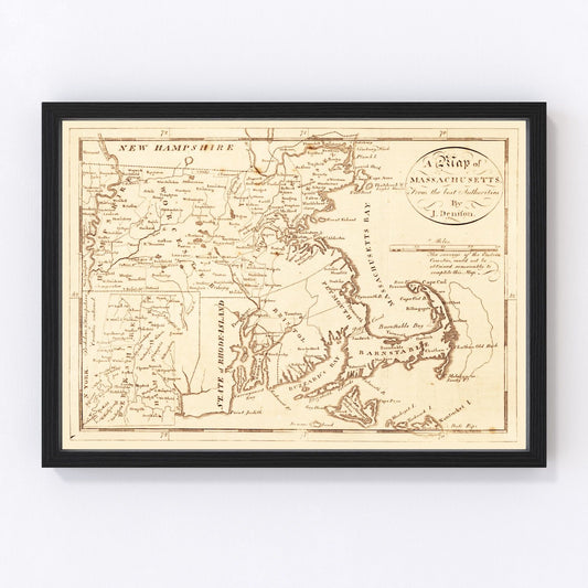 Vintage map of Massachusetts, 1796