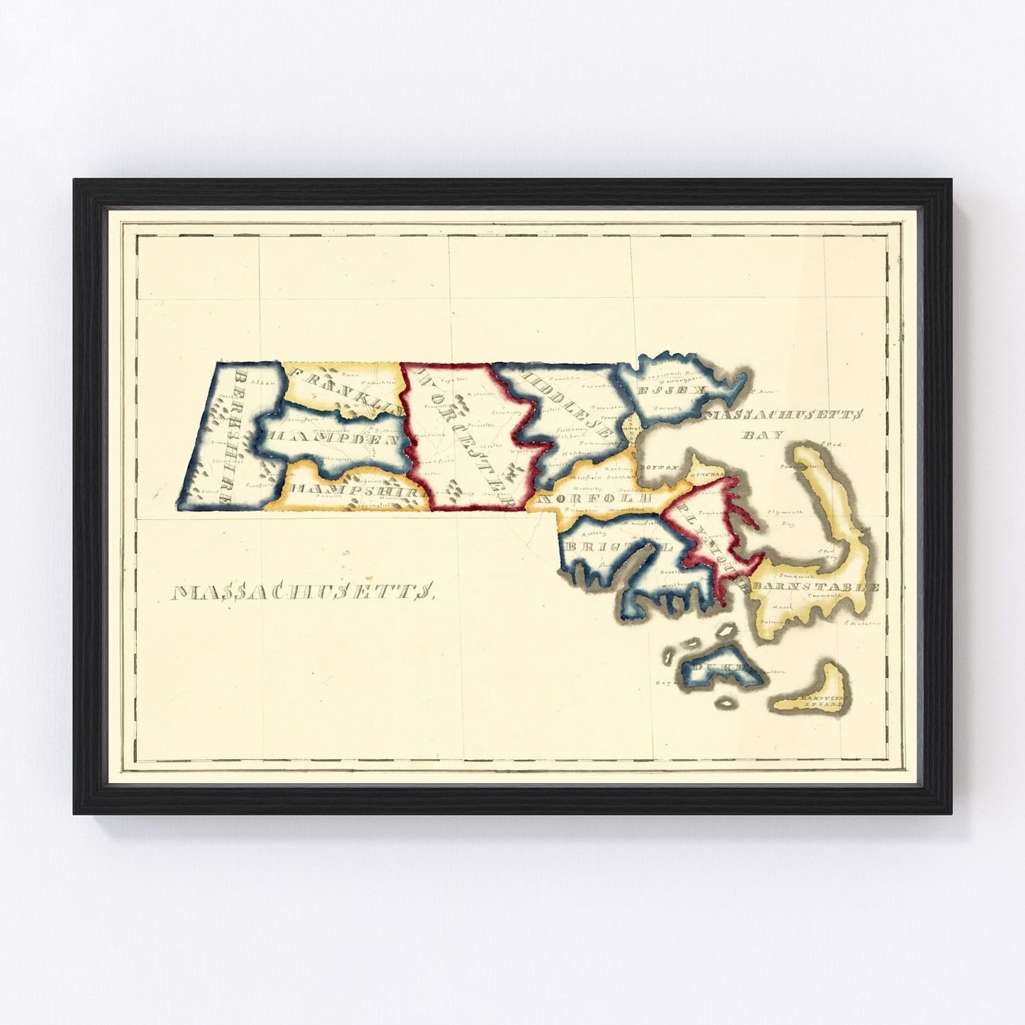 Vintage map of Massachusetts, 1820