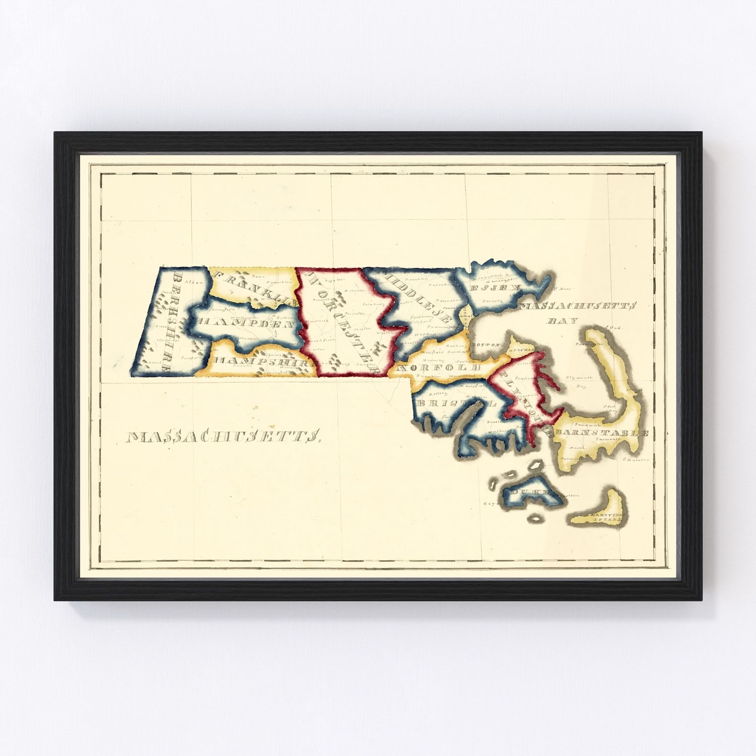 Vintage map of Massachusetts, 1820