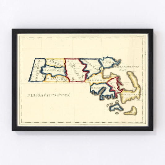 Vintage map of Massachusetts, 1820