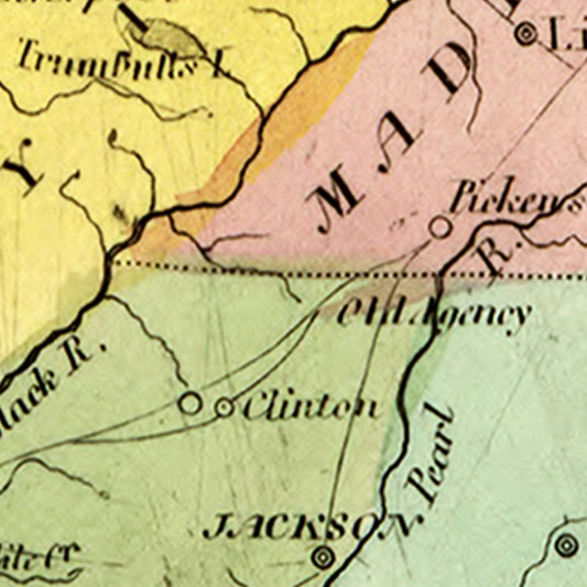 Vintage Map of Mississippi, 1835