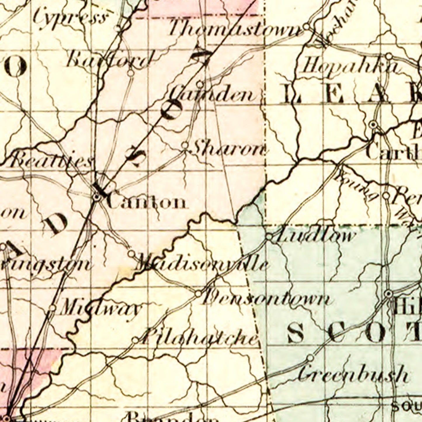Vintage Map of Mississippi, 1855