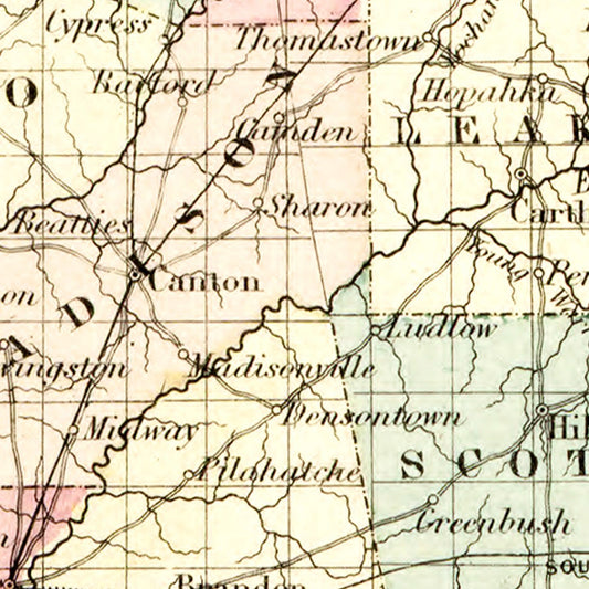 Vintage Map of Mississippi, 1855