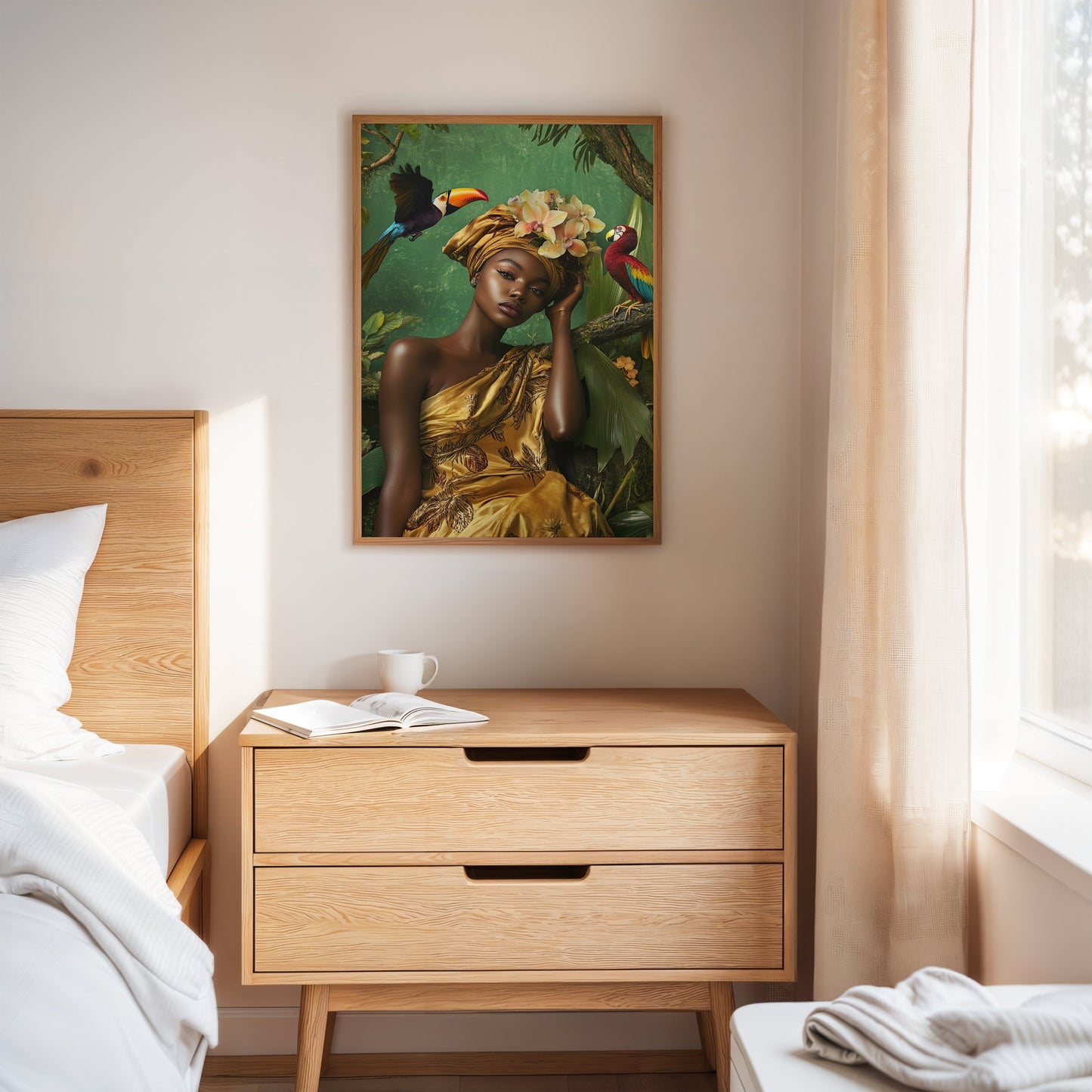 Golden Muse of the Jungle - Boho Tropical Portrait Art