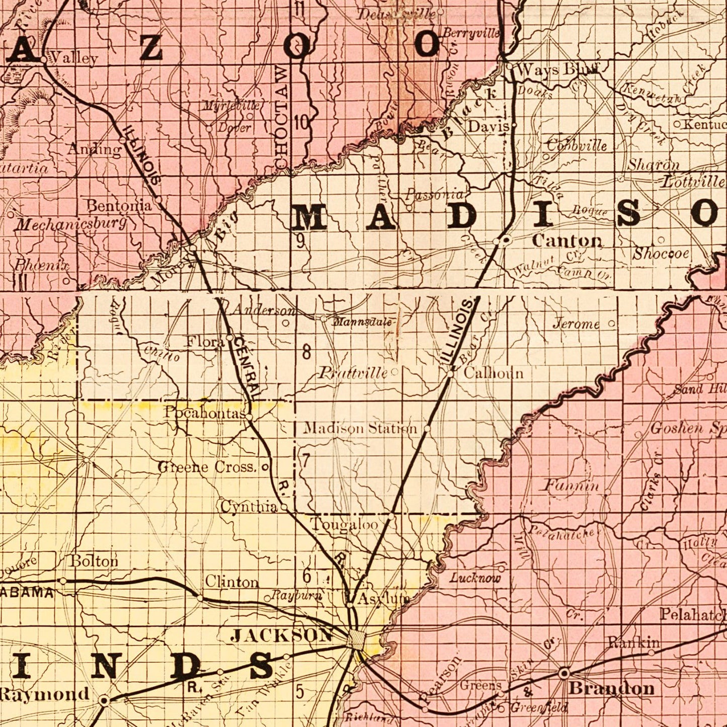 Vintage Map of Mississippi, 1892