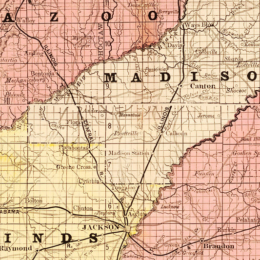 Vintage Map of Mississippi, 1892