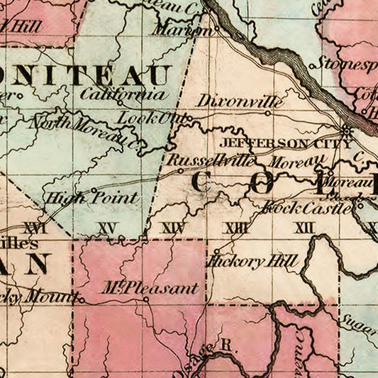 Vintage Map of Missouri, 1851