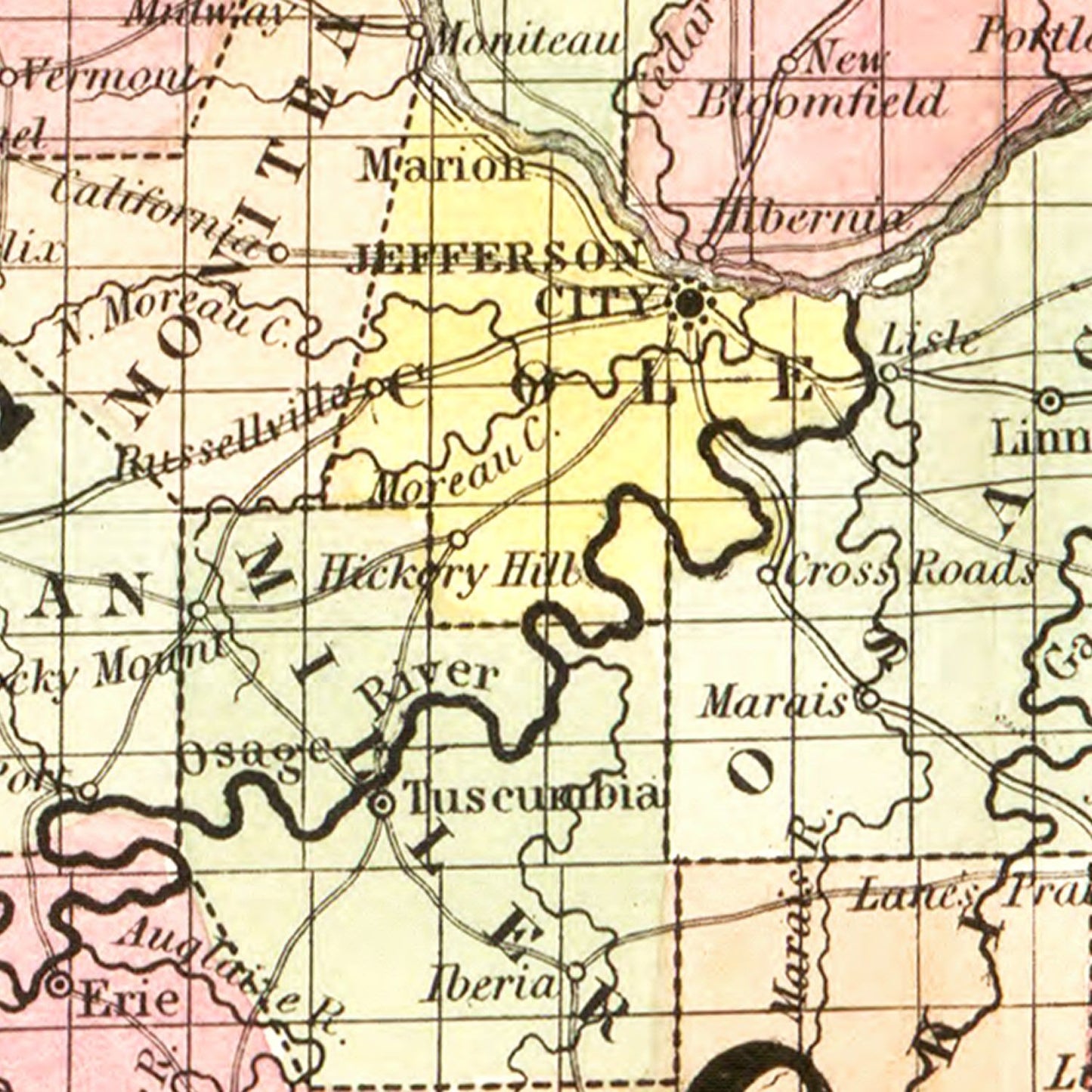 Vintage Map of Missouri, 1852