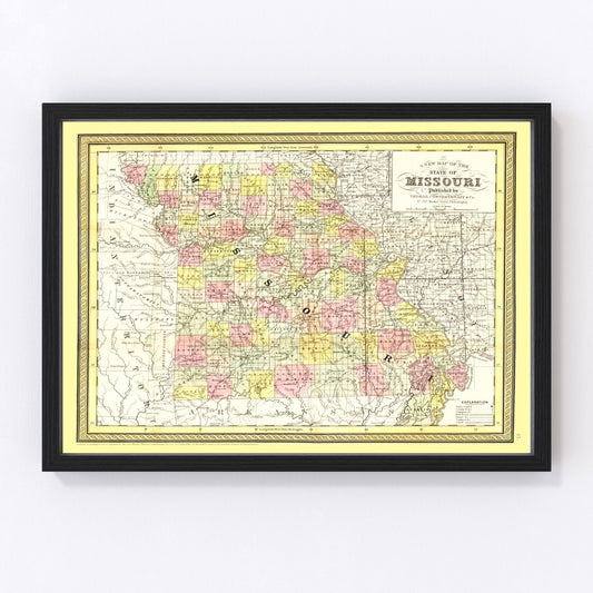 Vintage map of Missouri, 1852
