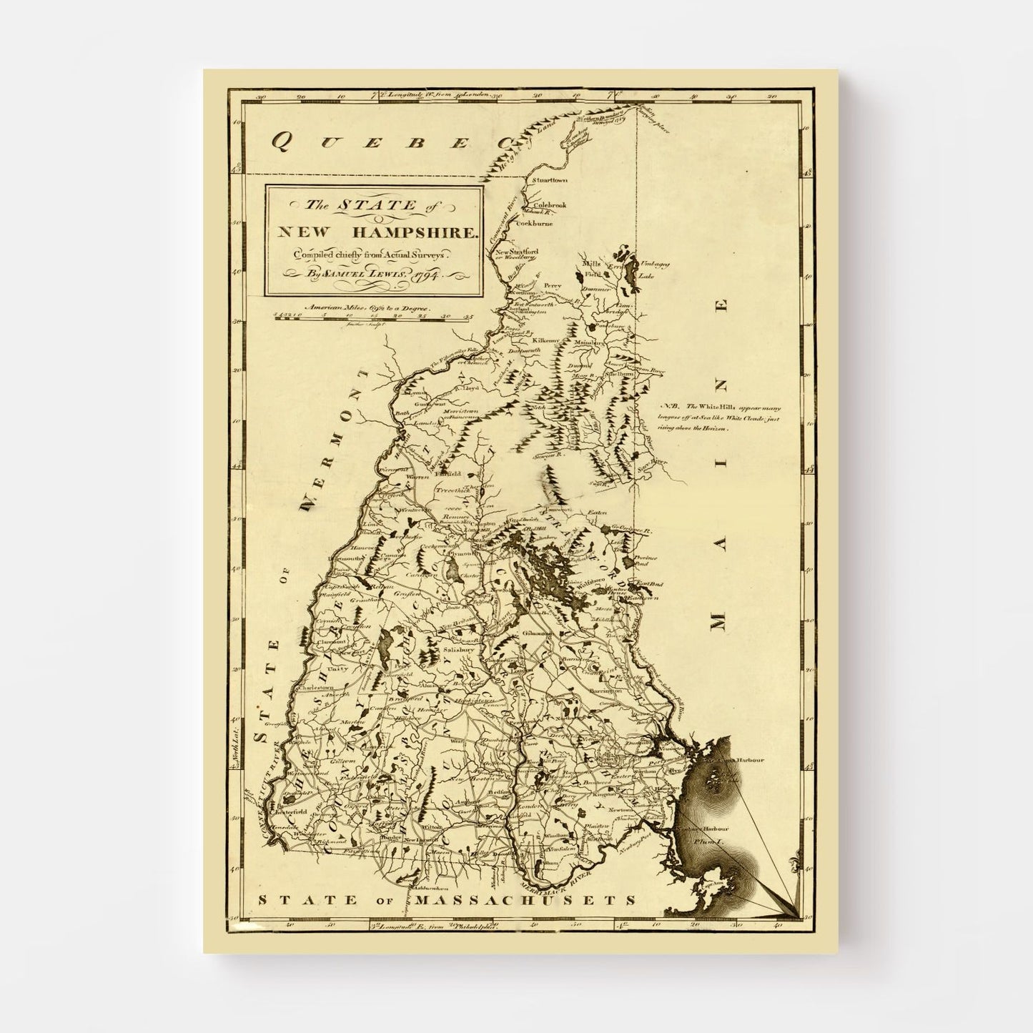 Vintage Map of New Hampshire, 1794