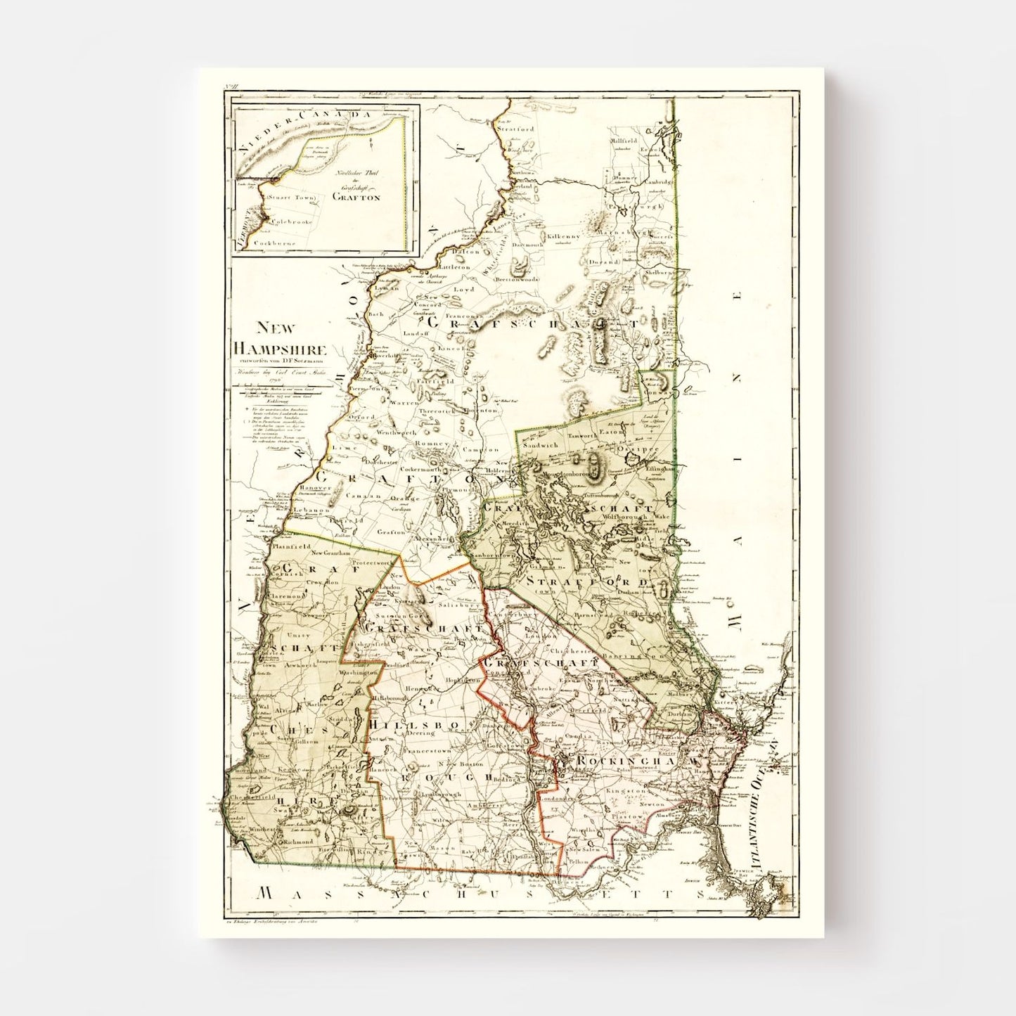 Vintage Map of New Hampshire, 1796
