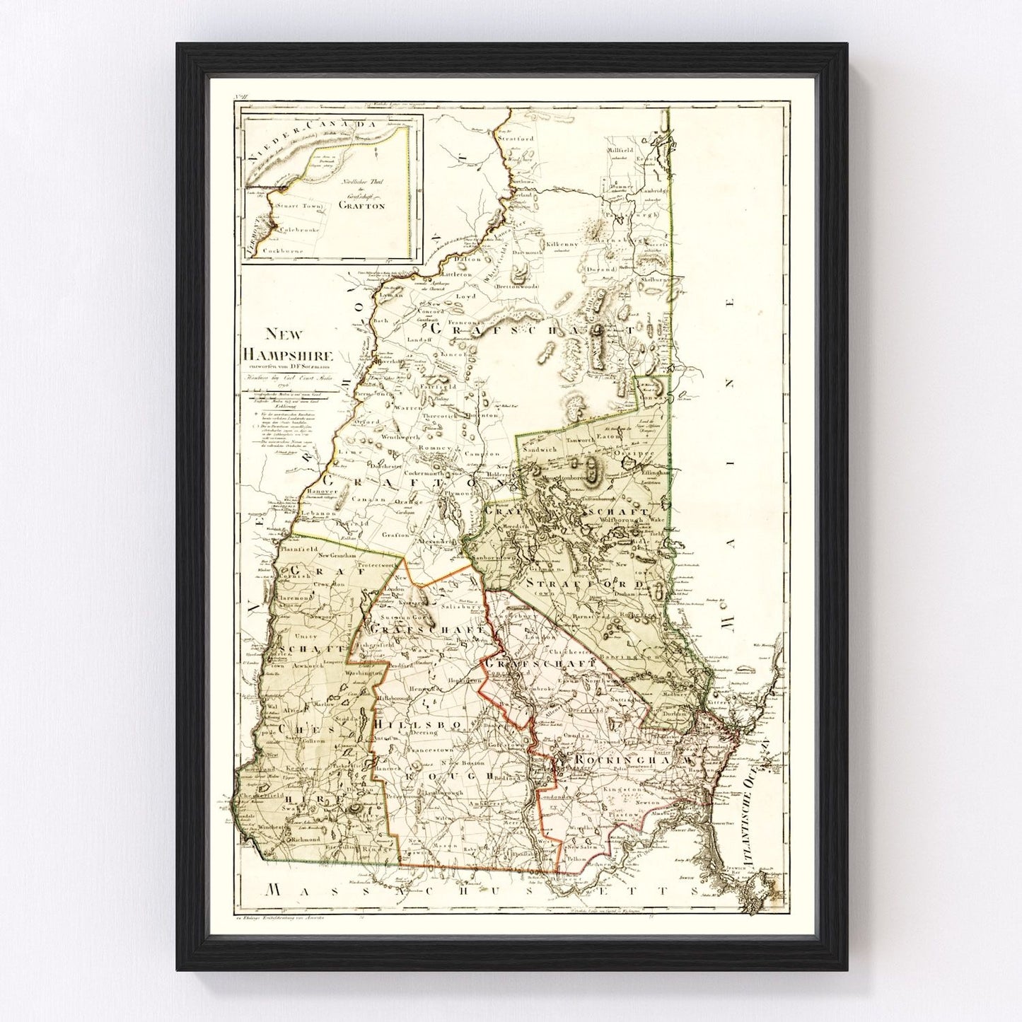 Vintage map of New Hampshire, 1796