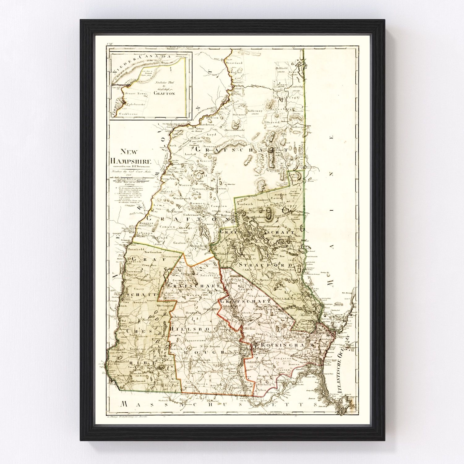 Vintage map of New Hampshire, 1796
