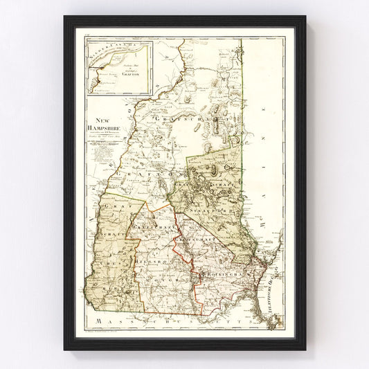 Vintage map of New Hampshire, 1796